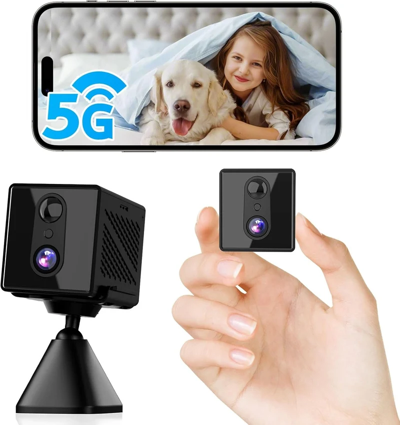 4K Övervakningskamera 5GHz WiFi Mini-kamera, Nattseende, Rörelsesensor, Lång batteritid, Fjärrvisning