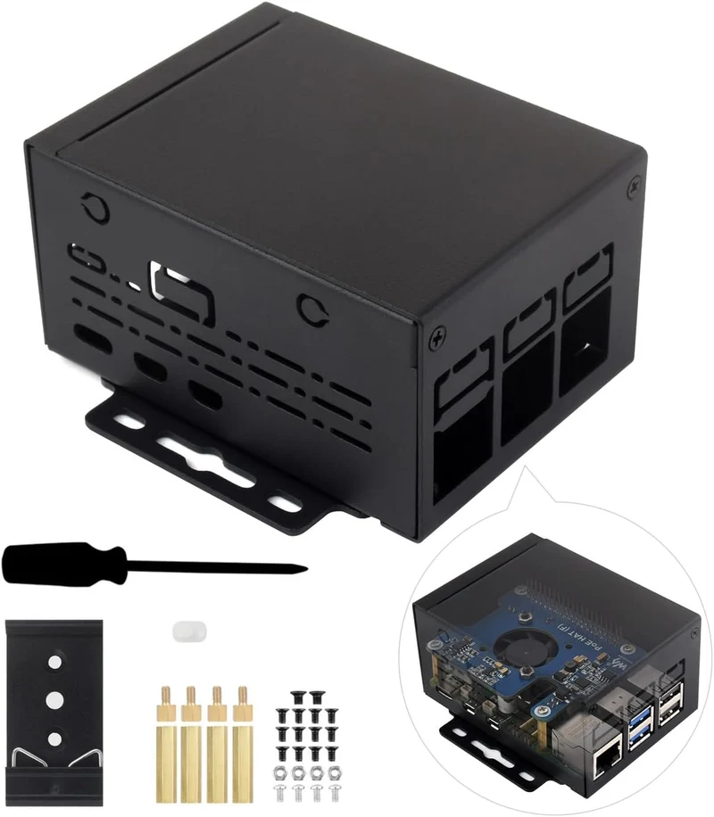 Waveshare industriellt metallchassi (D) för Raspberry Pi 5