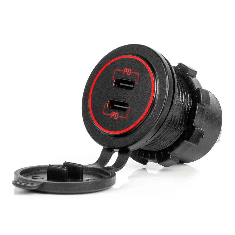 USB-C Dubbelport 12/24V Laddare / USB-C Typ