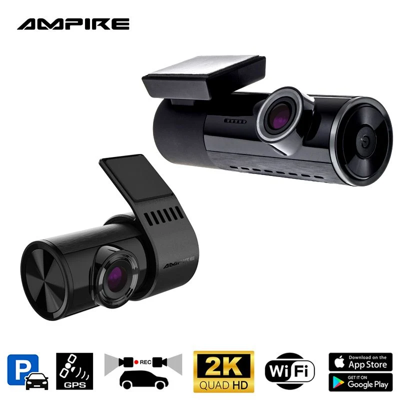 AMPIRE dual dashcam, 2K frontkamera och AHD bakkamera, WLAN och GPS 48436
