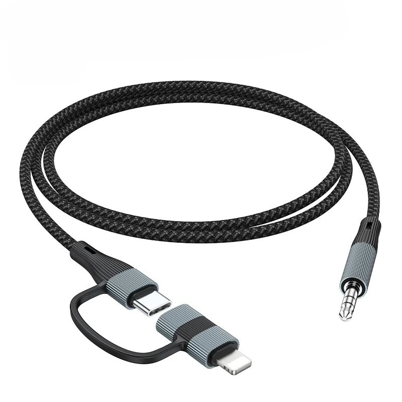 NÖRDIC Audio-adapter USB-C/Lightning till 3,5 mm stereo 13 cm
