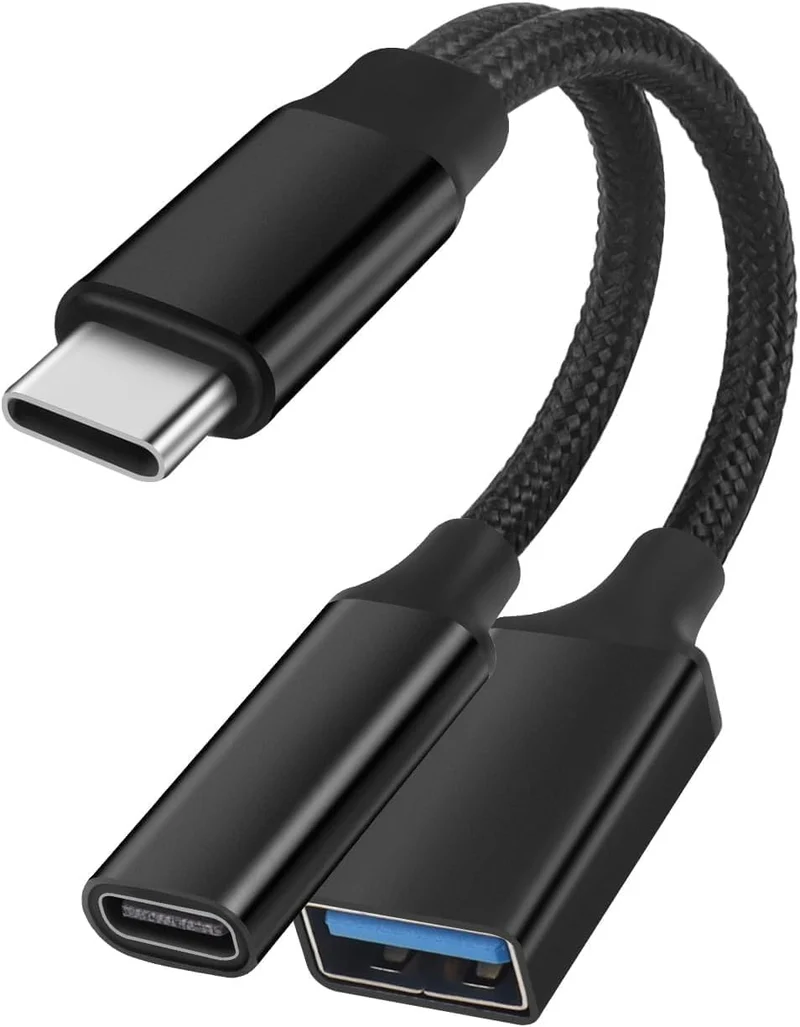 NÖRDIC USB-C till USB-A och USB-C PD60W laddadapter 13 cm