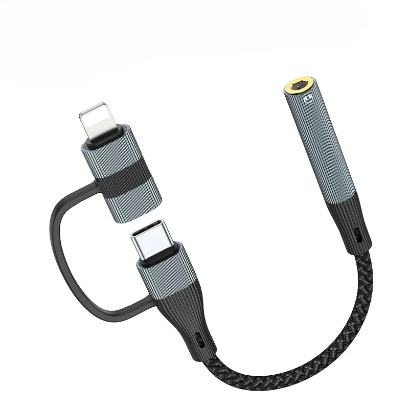 NÖRDIC USB-C/Lightning till stereo 3,5 mm-adapter 15 cm