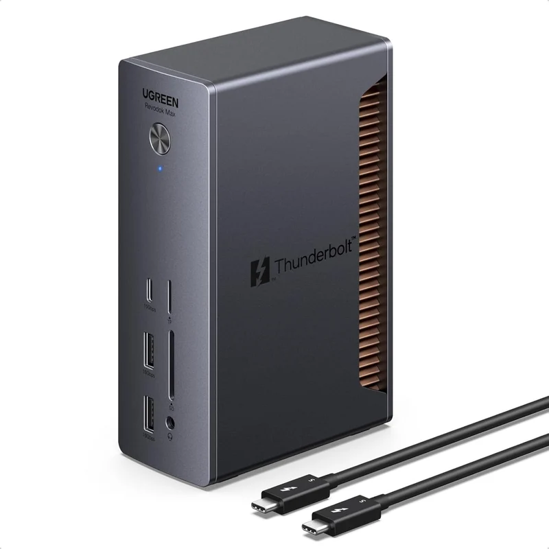 UGREEN Revodok Max Thunderbolt 5-dockningsstation 13-i-1, 120Gbps, 3xTB5-portar, 8K@60Hz/6K@60Hz/4K@240Hz, 140W laddning och 2,5Gbps Ethernet