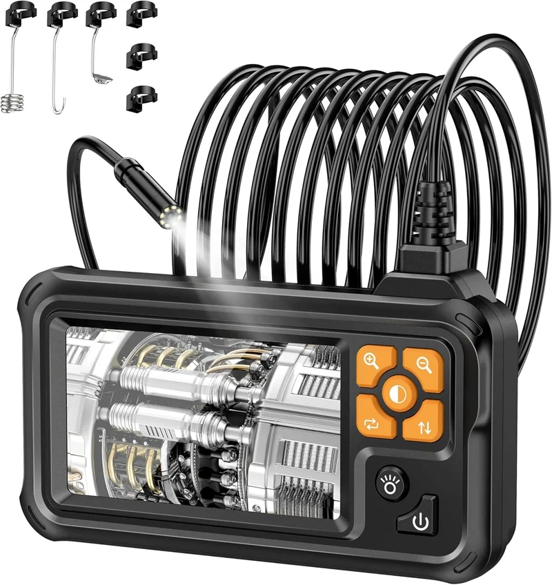 NÖRDIC 5m Endoskopkamera, 4,3" IPS-digital skärm, 1080P HD-kamera med 8 LED-lampor, IP67 vattentät inspektionskamera