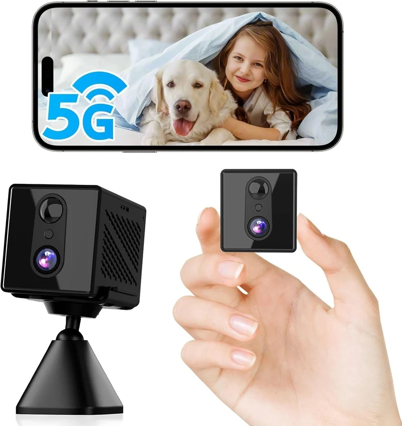 4K Övervakningskamera 5GHz WiFi Mini-kamera, Nattseende, Rörelsesensor, Lång batteritid, Fjärrvisning