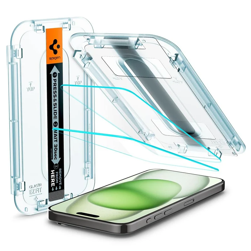 SPIGEN EZ Fit 2PCS Glass Screen Protector for iPhone 16 Plus/15 Plus (Clear)