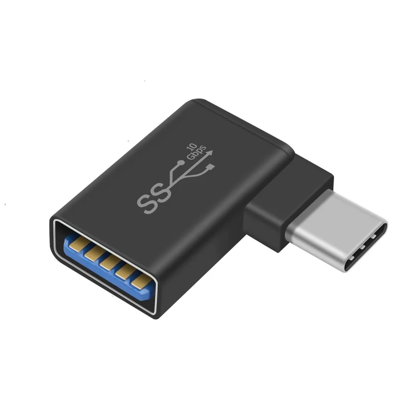 NÖRDIC USB-A 3.1 OTG hona till USB C hane vinklad adapter 5Gbps Aluminium synk och laddning OTG USB-C adapter