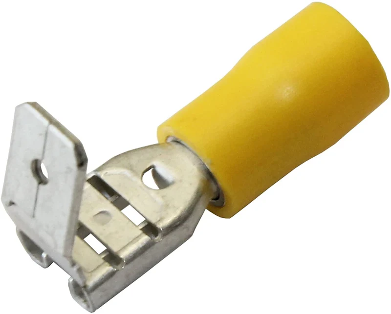 Gula Piggy Back 6.3 mm spadterminaler / paket med 100 st