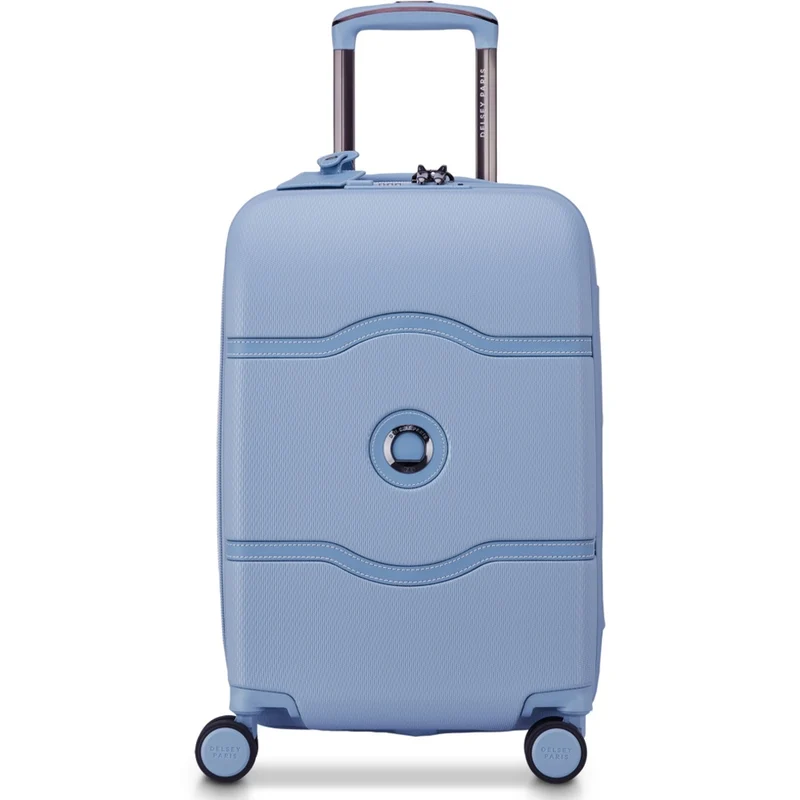 Delsey Chatelet Air 2.0 Carry On 4 Wheel Suitcase with TSA Lock Light Blue 55 cm