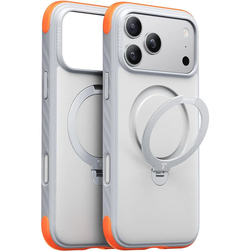 Torras Ostand Q3 Rugged Case for iPhone 18 Pro Max (Sunrise White)