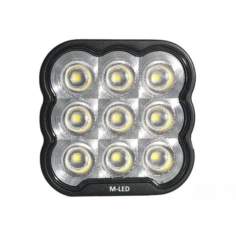 Fyrkantig LED-arbetslampa med rostfritt fäste / 9xLED / 45W