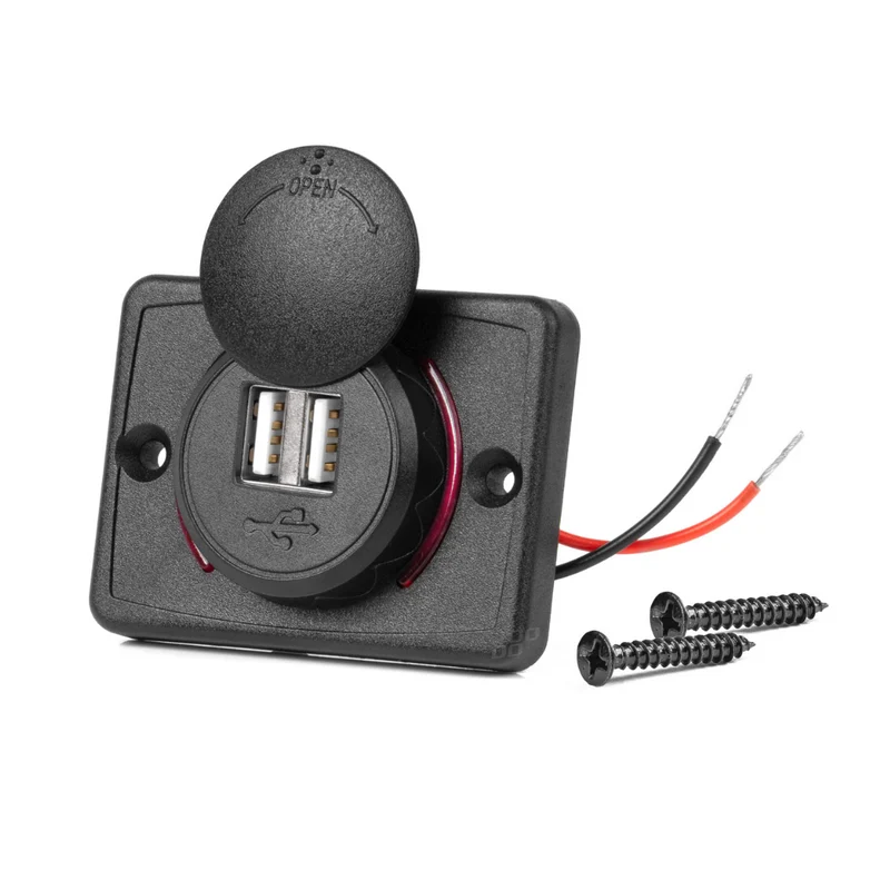 Infälld dubbelport USB-laddare 12/24V