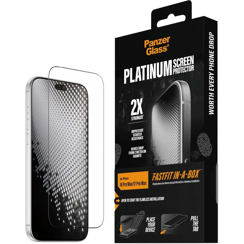 PanzerGlass Platinum Screen Protector for iPhone 18 Pro Max/17 Pro Max with FASTFIT IN-A-BOX