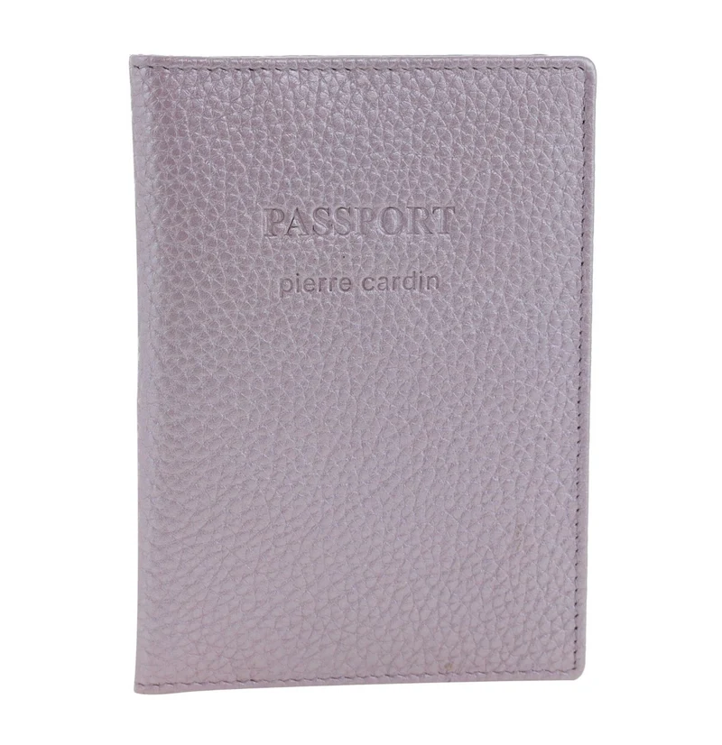 Pierre Cardin Leather Passport Travel Wallet Cover in Metallic Lilac