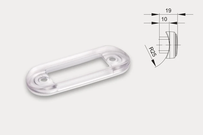 Rundad genomskinlig packning för rörstänger / för användning med LED-lampor som passar infällt