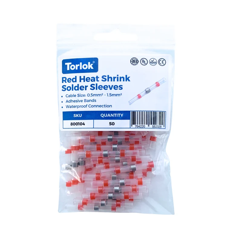 Red Heat Shrink Solder Sleeve Wire Connectors / Pack of 50