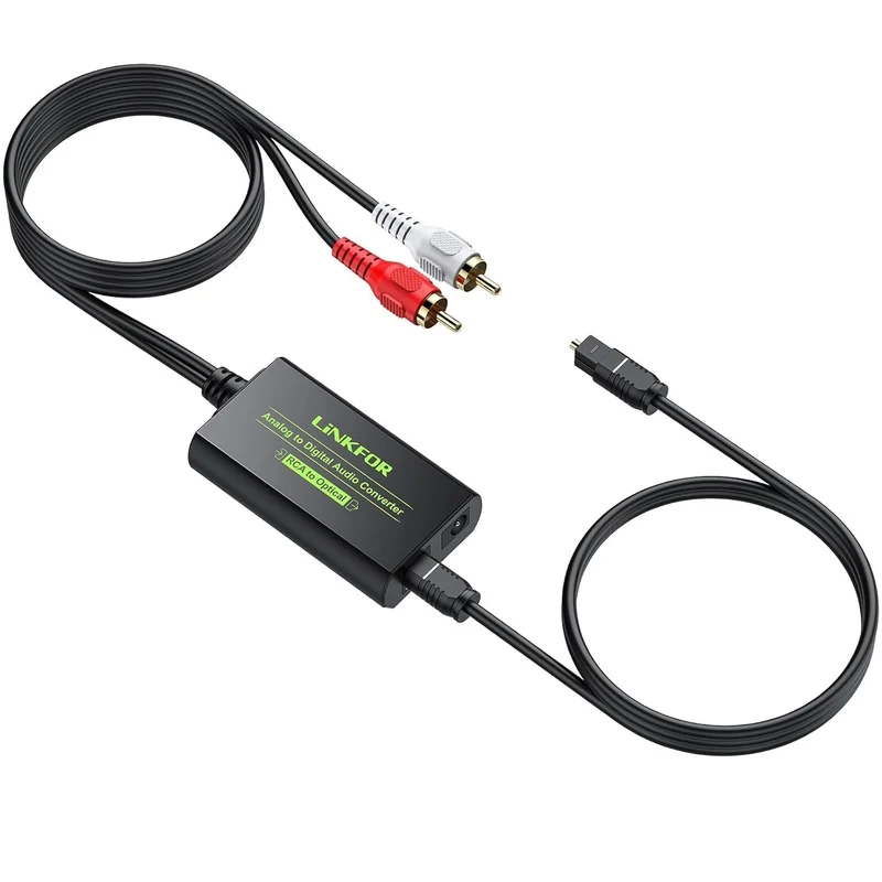 NÖRDIC Analog till Digital Audio Converter RCA till Digital Toslink SPDIF Optisk med optisk kabel
