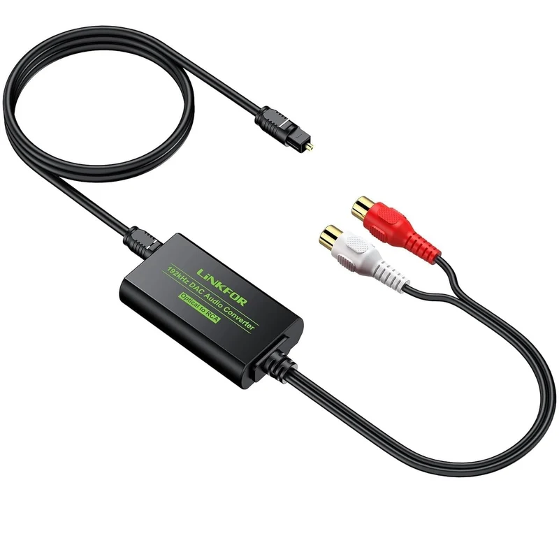 DAC-omvandlare 192kHz Digital till Analog Converter Optisk SPDIF Toslink till Analog Stereoljud Hona RCA L/R Ljudadapter