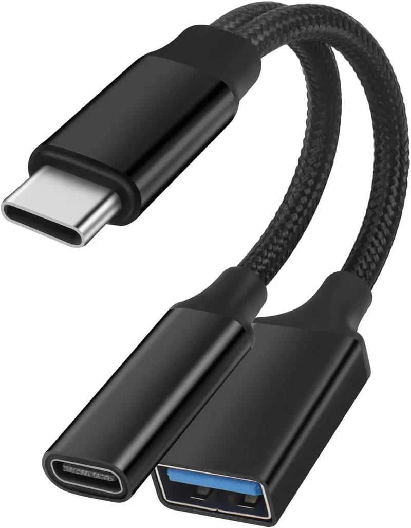 NÖRDIC USB-C till USB-A och USB-C PD60W laddadapter 13 cm