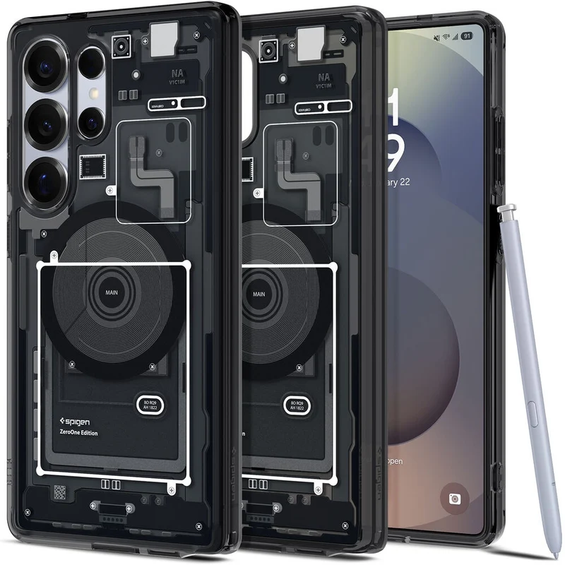 Spigen Samsung Galaxy S25 Ultra Ultra Hybrid (MagFit) Zero One Case - Zero One Black