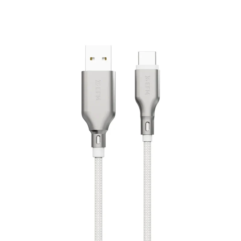 EFM EFM USB-A to USB-C Essential Power Cable - With Aramid Fibre Reinforcement 1M - White - White