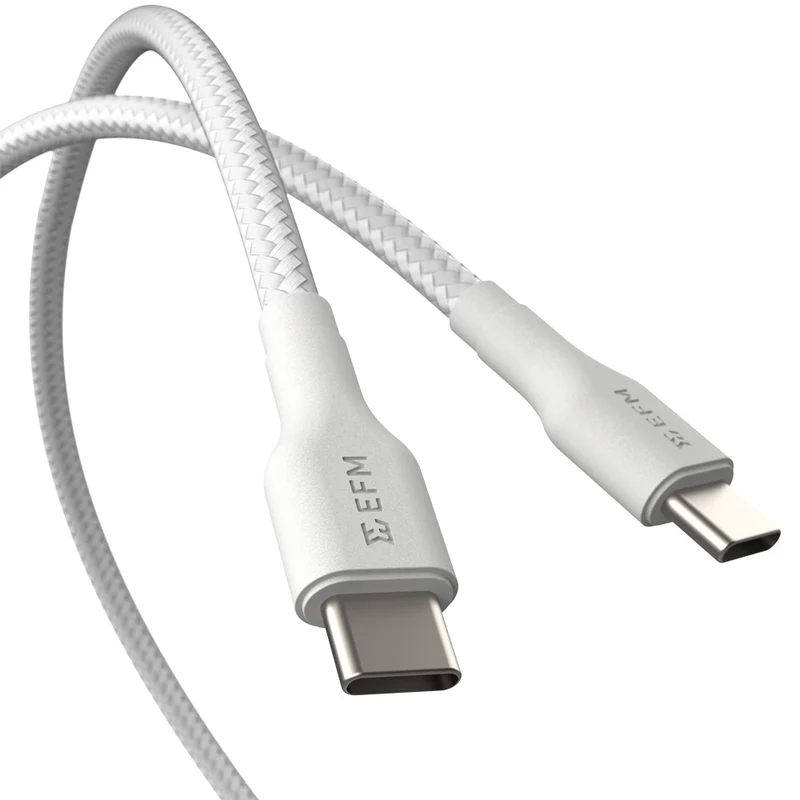 EFM USB-C to USB-C Braided Charging and Data 1M Cable (White)