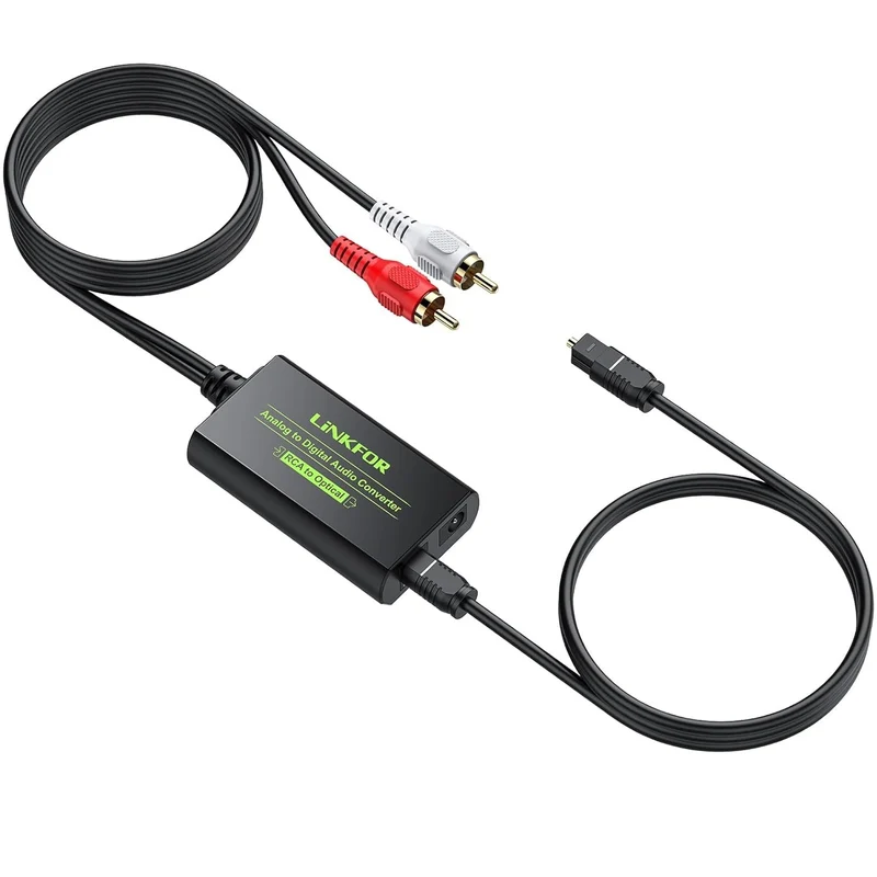 NÖRDIC Analog till Digital Audio Converter RCA till Digital Toslink SPDIF Optisk med optisk kabel
