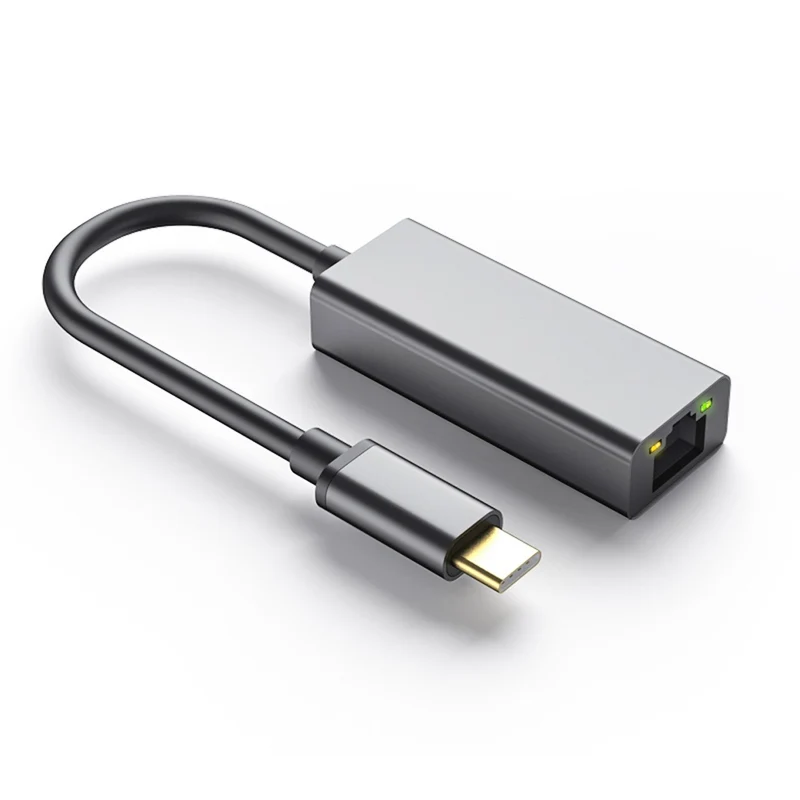 NÖRDIC USB-C till Giga Ethernet nätverksadapter 17cm Space Grey aluminium med Realtek RTL8153BC