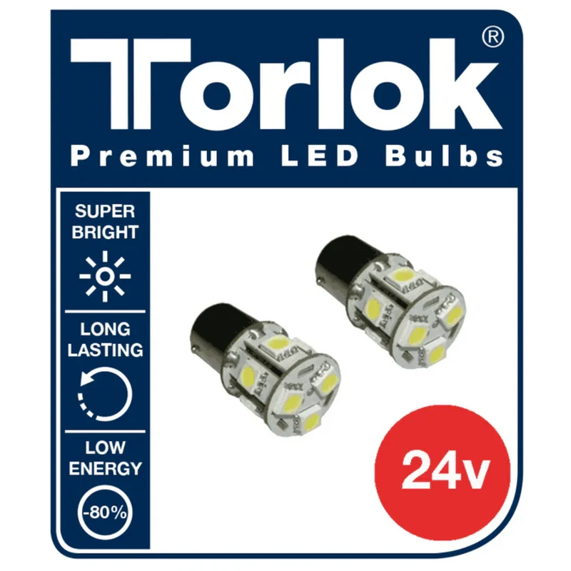 24v vita LED Stop & Tail-lampor BAY15D / förpackning om 2