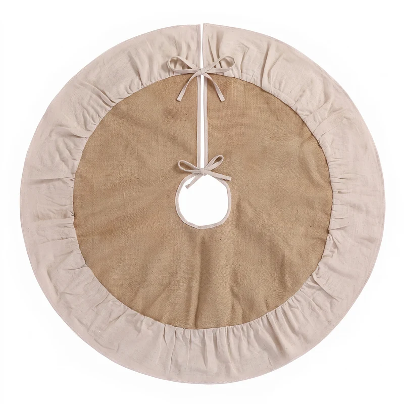 Jingle Jollys 90cm Christmas Tree Skirt Linen Christmas Tree Mat Decor