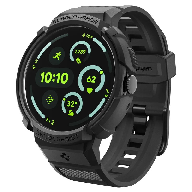 Spigen Pixel Watch 5/4 41mm Rugged Armor Pro Band Case with Stand (Black)