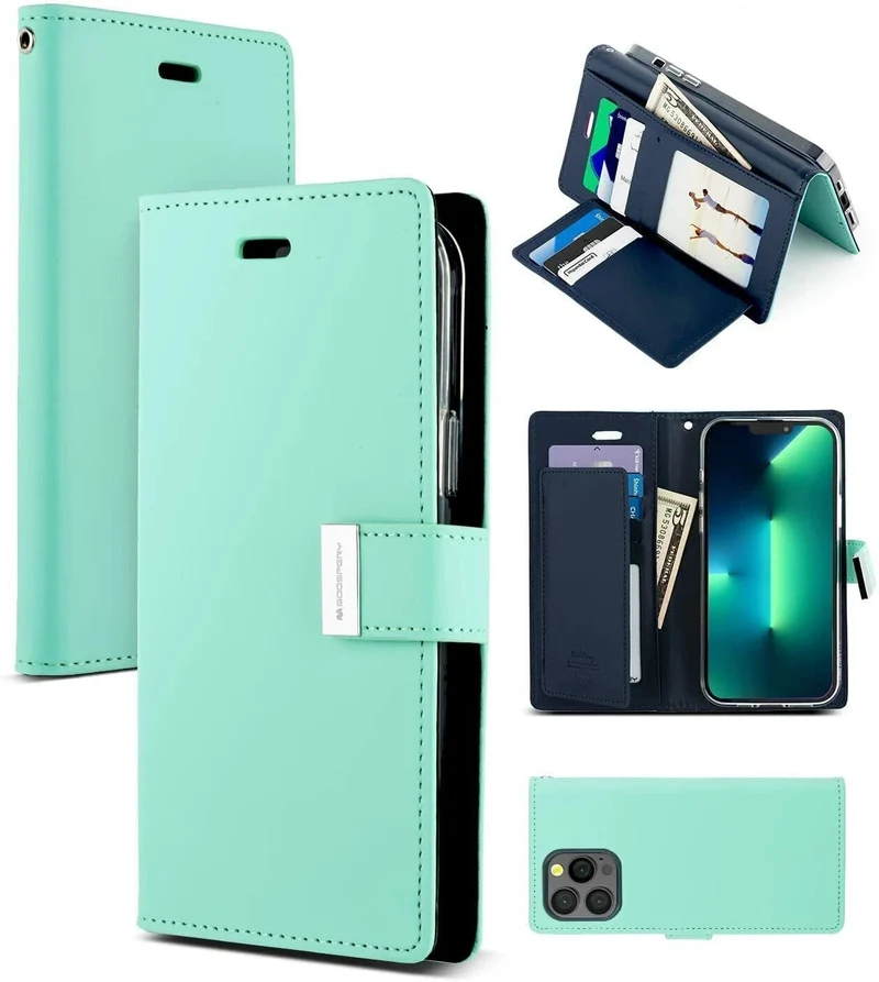 Goospery Rich Diary case for iPhone 15 Pro - Mint