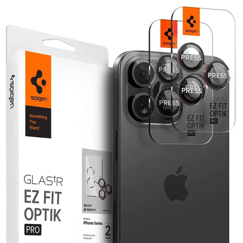 SPIGEN EZ Fit Optik Pro 2PCS Glass Camera Lens Protector for iPhone 17 Pro/Max/16 Pro/Max/15 Pro/Max/14 Pro/Max (L-Series)