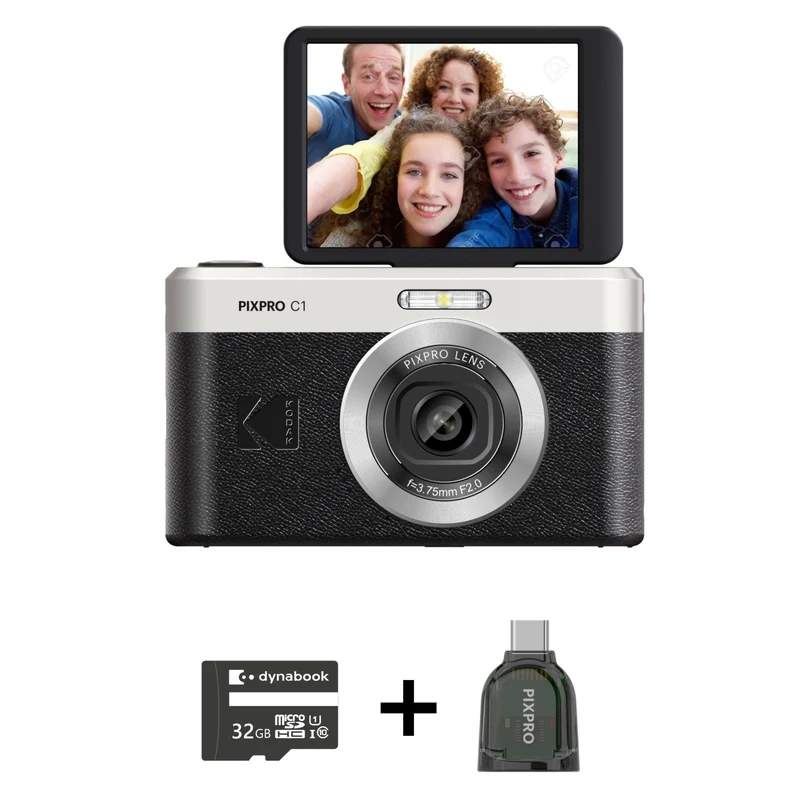 Kodak Pixpro C1 Digital Camera with MicroSD Card Bundle (Black)