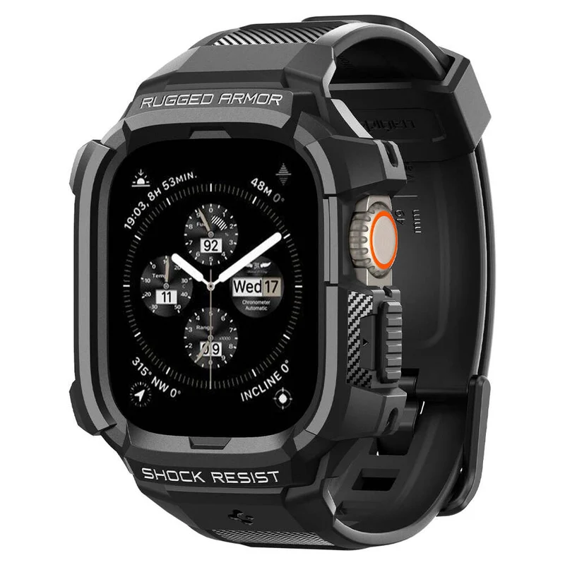 Spigen Apple Watch Ultra 4/3/2/1 49mm Rugged Armor Pro Band Case (Black)
