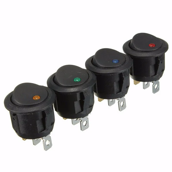 Rund vippbrytare med LED