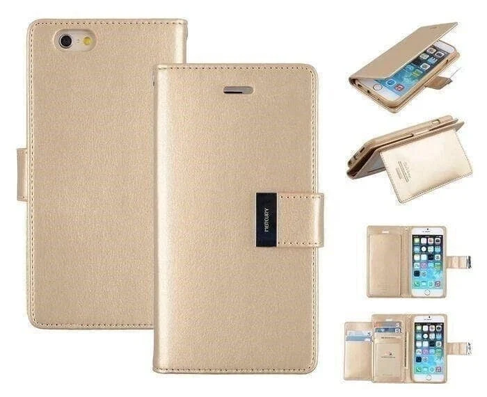 Goospery Rich Diary case for iPhone 15 Pro Max - Gold