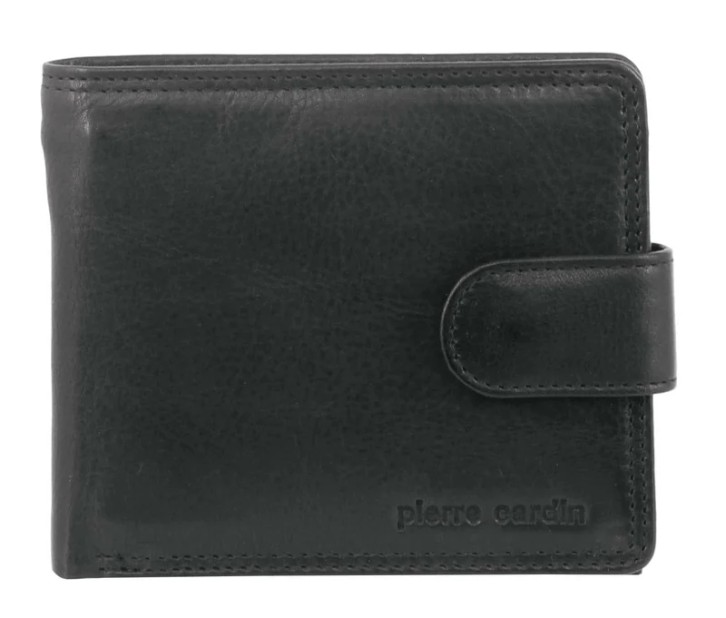 Pierre Cardin Men's Rustic Leather Bi-Fold RFID Protected Wallet Black