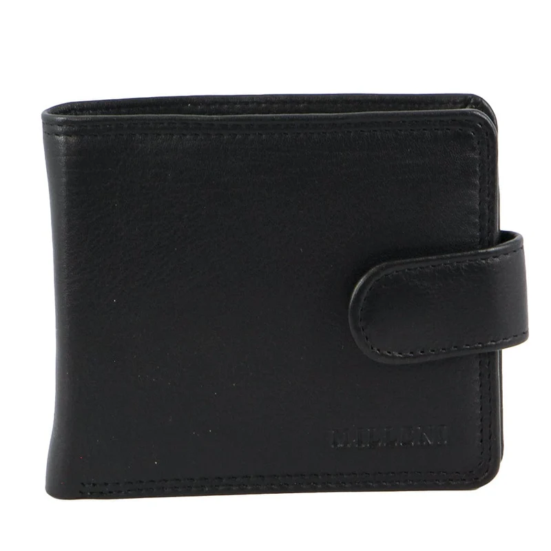 Milleni Men's Leather Cash/Card Tab RFID Protected Wallet 11cm Black