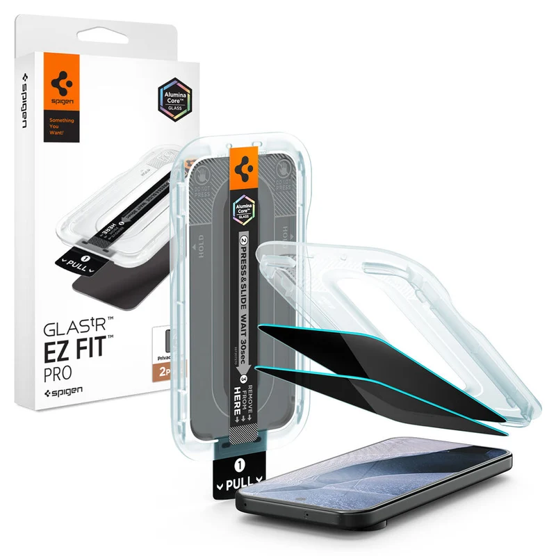 Spigen Google Pixel 11 Pro/10 Pro/9 Pro/9 GLAS.tR EZ Fit Pro Privacy 2PCS Glass Screen Protector (Black)