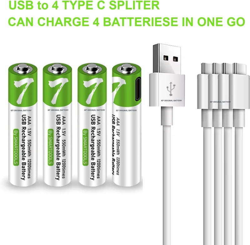 NÖRDIC USB-C Uppladdningsbara batterier 4-pack AAA/LR03