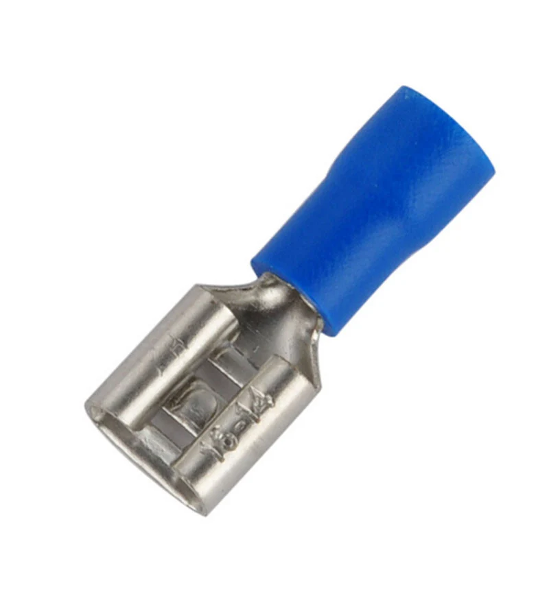 Blå 4.8 mm spadterminaler hona / paket med 100 st