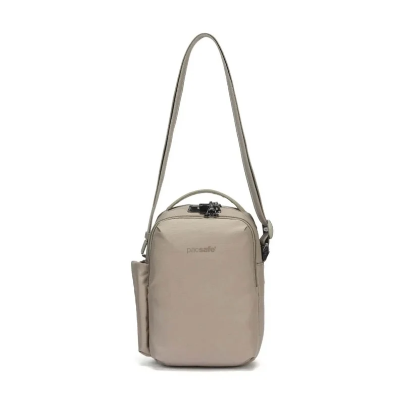 Pacsafe V Tour Anti-Theft RFID Blocking Tablet Fit Crossbody Bag Beige