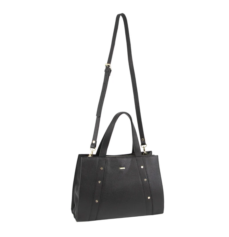 Morrissey Womens Italian Structured Leather Bag Tote Handbag Ladies - Black