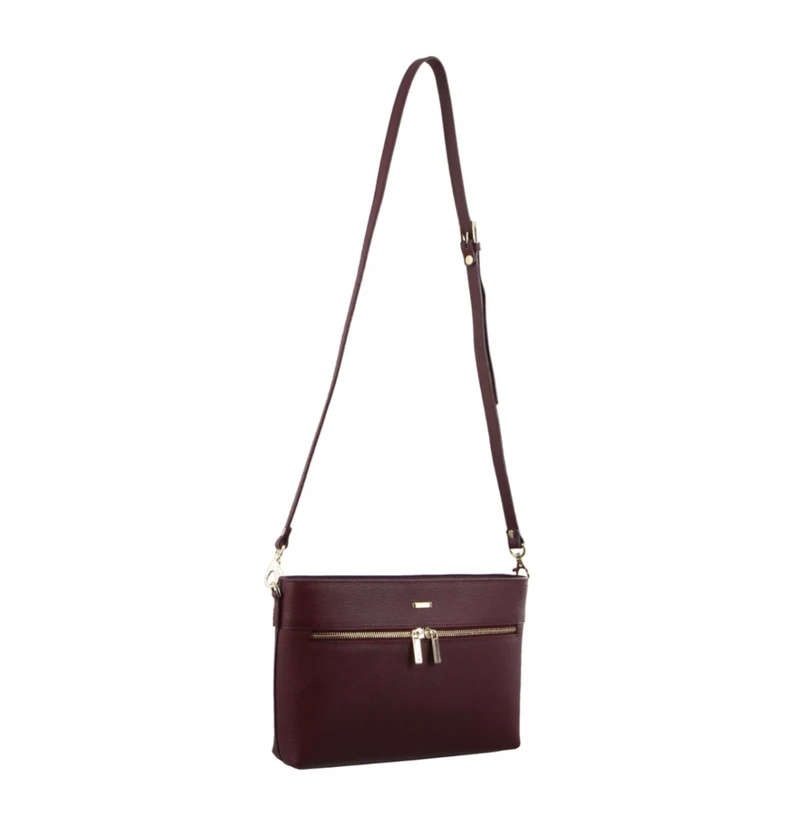 Morrissey Italian Structured Leather Cross Body Handbag (MO3028) Bag - Wine
