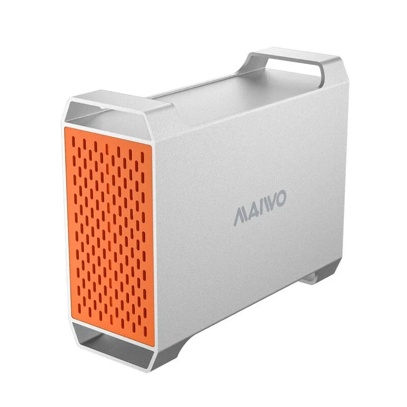 MAIWO 2-plats SATA RAID-kabinett för 3,5" HDD, blixtsnabb 5Gbps, RAID 1/0/JBOD, 2x30TB