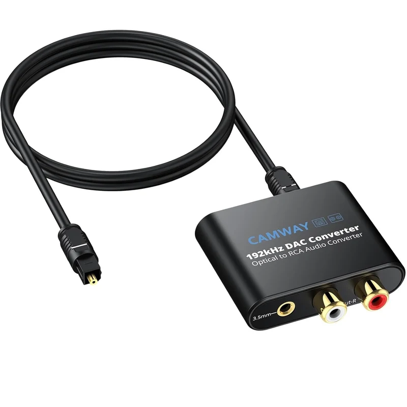 Digital till Analog Ljud-omvandlare, 192kHz Optisk till RCA, Optisk till 3.5mm DAC, SPDIF/Toslink