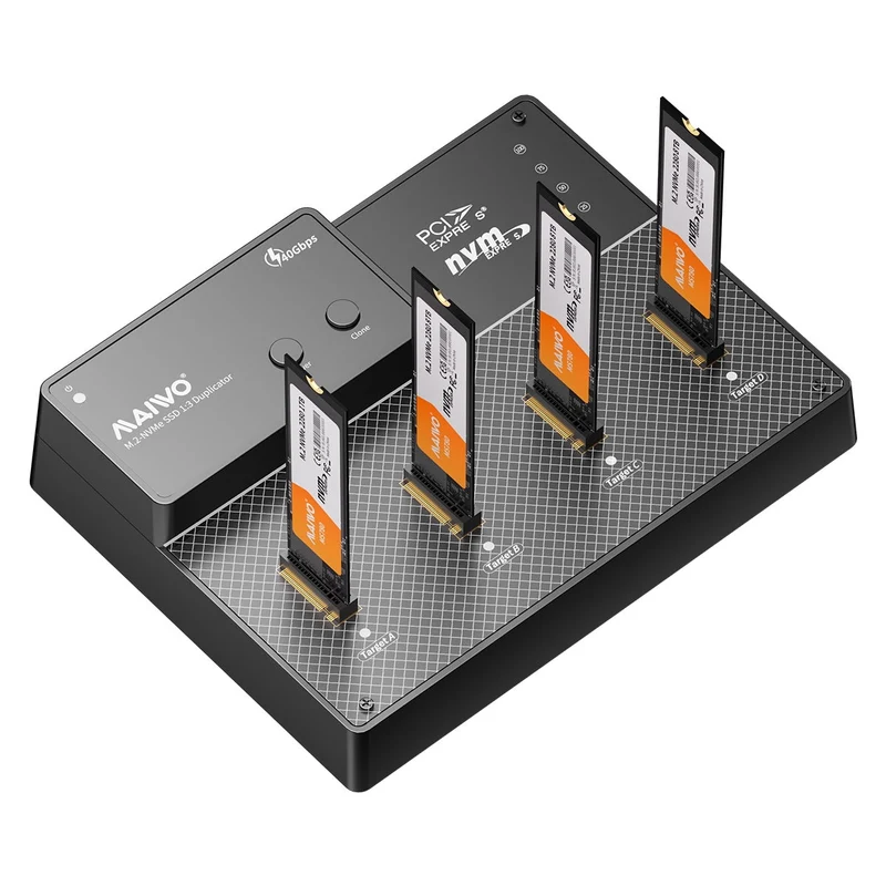 MAIWO 4-plats M.2 NVMe SSD Klonare/Duplicator, 40Gbps