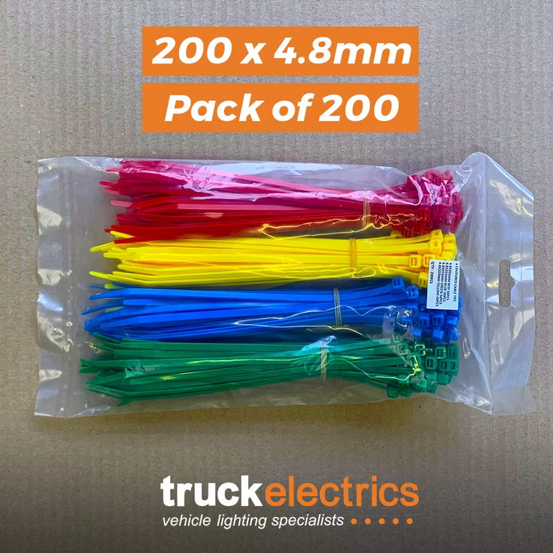 Paket med 200 färgade buntband / 200 x 4.8 mm
